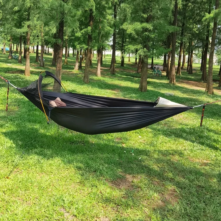 210t nylon fabric parachute hammock with mosquito net and awning waterproof camping hammock outdoor with cover