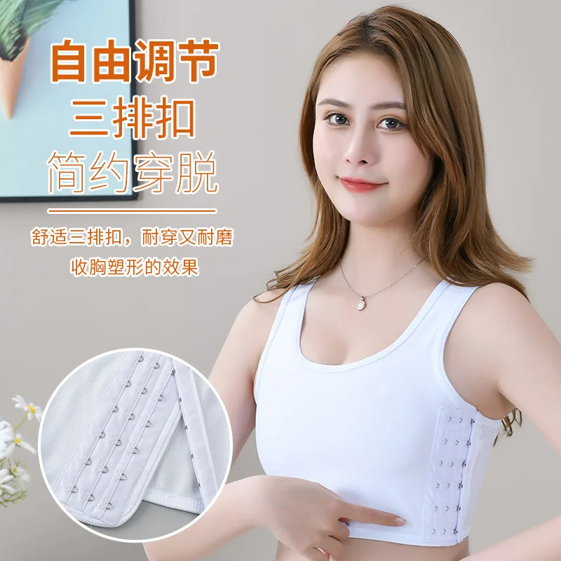 Wholesale Women Plus Size Sports Bra Breathable Round Neck Chest Binder Short Corset Shaping Bra