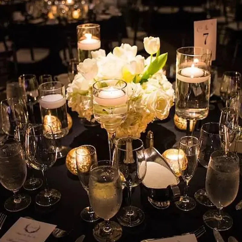 Hot sale 4.5cm real wax water activated floating candles for wedding decoration centerpiece candle holders