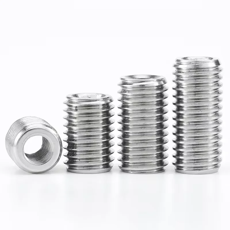 Self tapping threading insert wooden furniture hollow screw sleeve M8 internal thread M10 external thread