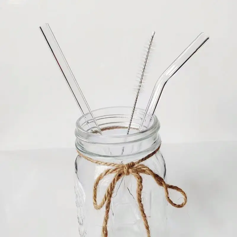 Glass Tube Smoking Pipe Factory Wholesale Different Solid Color Glass Straw with Ball At The Bottom Juice Straw Drinking