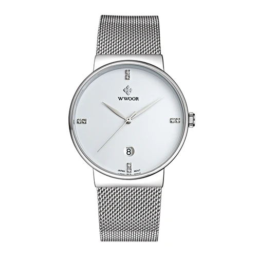 WWOOR 8018 Original Golden Plate Japan Movement Quartz Stainless Steel Back Luxury Wrist Watches Men