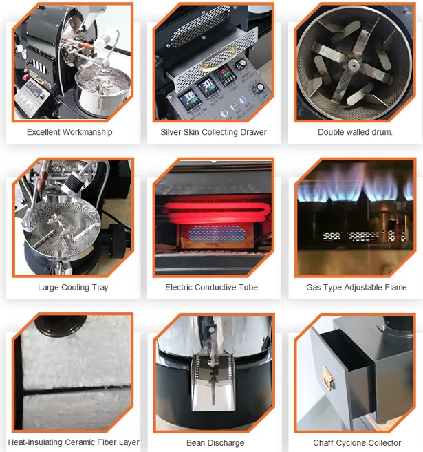 Home Roaster Coffee 1kg, Coffee Roaster Turkey Izmir 0.2kg/hour 1-2 Minutes AC 220V 50HZ Electric,gas CN;GUA DY-1KG Yoshan 4000W