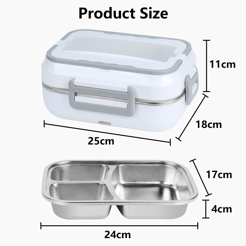 B10-1293 Amzn Top Seller Split Stainless Steel Tank Electric Lunch Box insulated lunch Bento box for kids