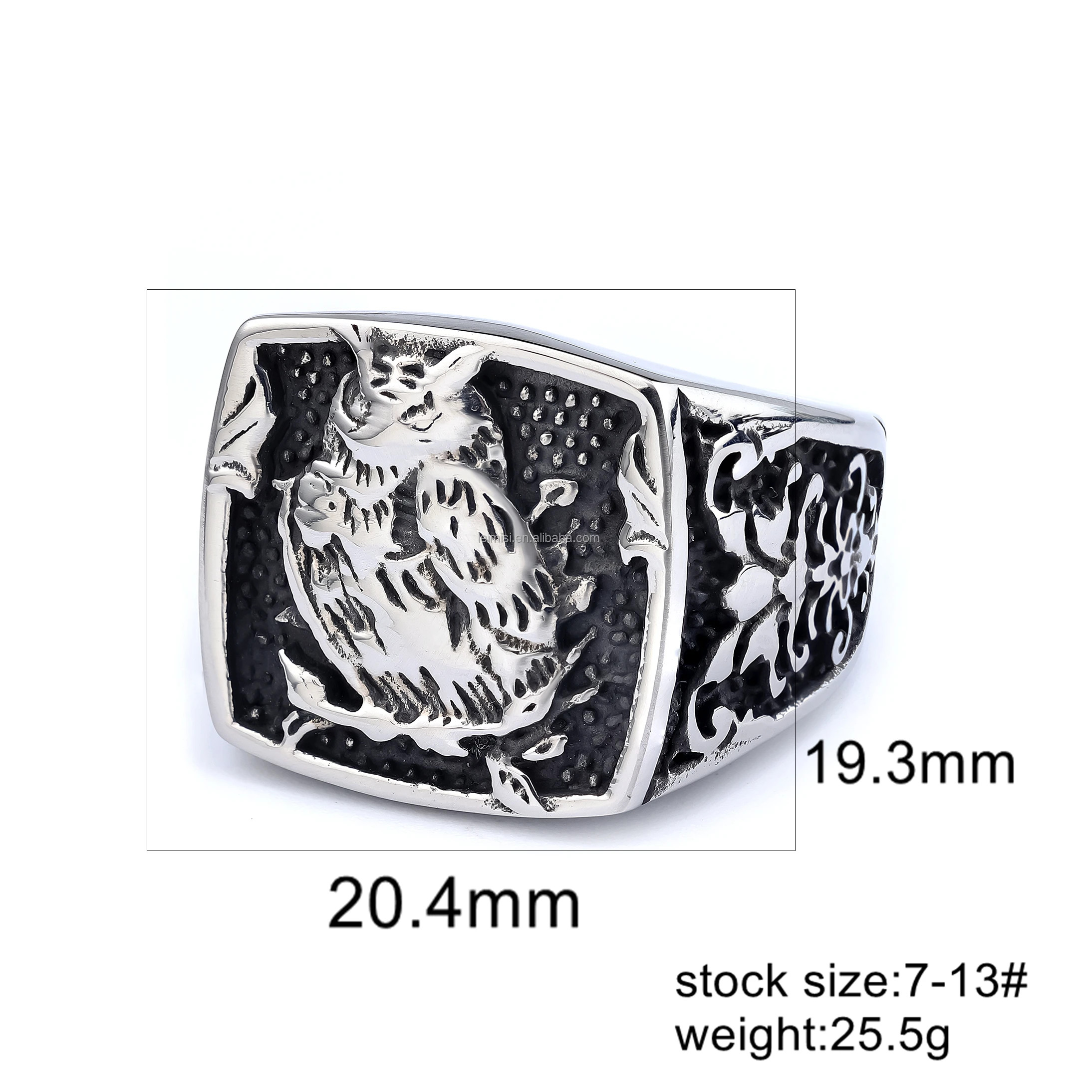 Unisex Personalized Protection Large Statement Old Wise Bird Night Owl Animal Band Ring For Men Women