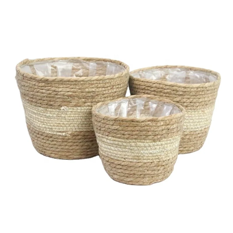 Factory produced exquisite straw basket unique storage basket natural woven  flower basket plant pot