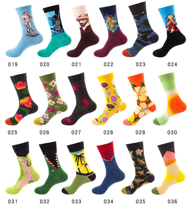 Wholesale Custom Happy Fun Painted Coloured Socks Men