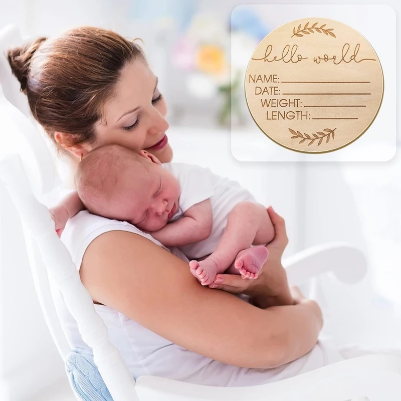 4in 12pcs Wooden Baby Name Announcement Sign  Birth Announcement Sign Hello World Newborn Sign for Photo Prop  Nursery Gift