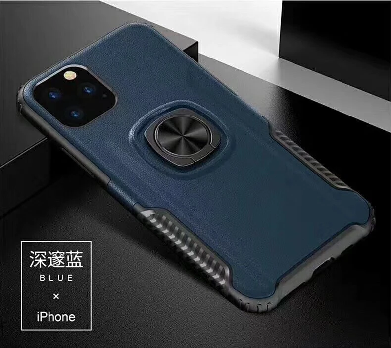 Cellphone Case with Ring PC TPU Matte Translucent Leather Anti-fingerprint for iphone XII x xr xs max 6s 7 8 plus