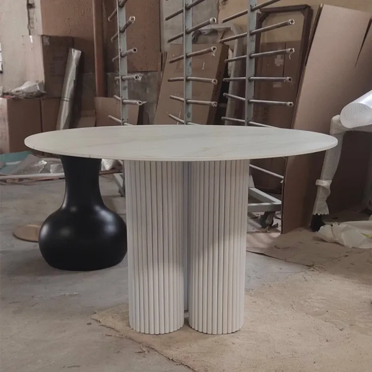 Dreamhause High Quality Round Solid Wood Dining Table Modern Marble Table Light Luxury Tables and Chairs