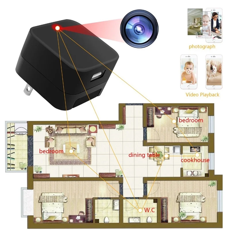 Amazon Top1 Mini home cctv wireless wifi ip p2p 5mp wifi camera spy usb charger hidden camera 1080p with motion detection