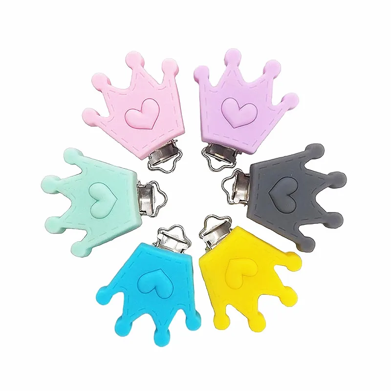Wholesale Pacifier Teething Soft Multicolor Silicone Baby Crown Clip
