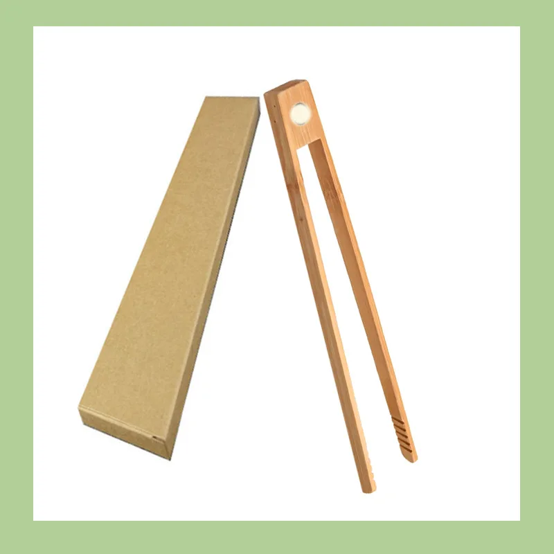 Eco Friendly Bamboo Food Clips Hot Sale Custom LOGO Magnetic Bamboo Food Toaster Tongs For Kitchen Utensils