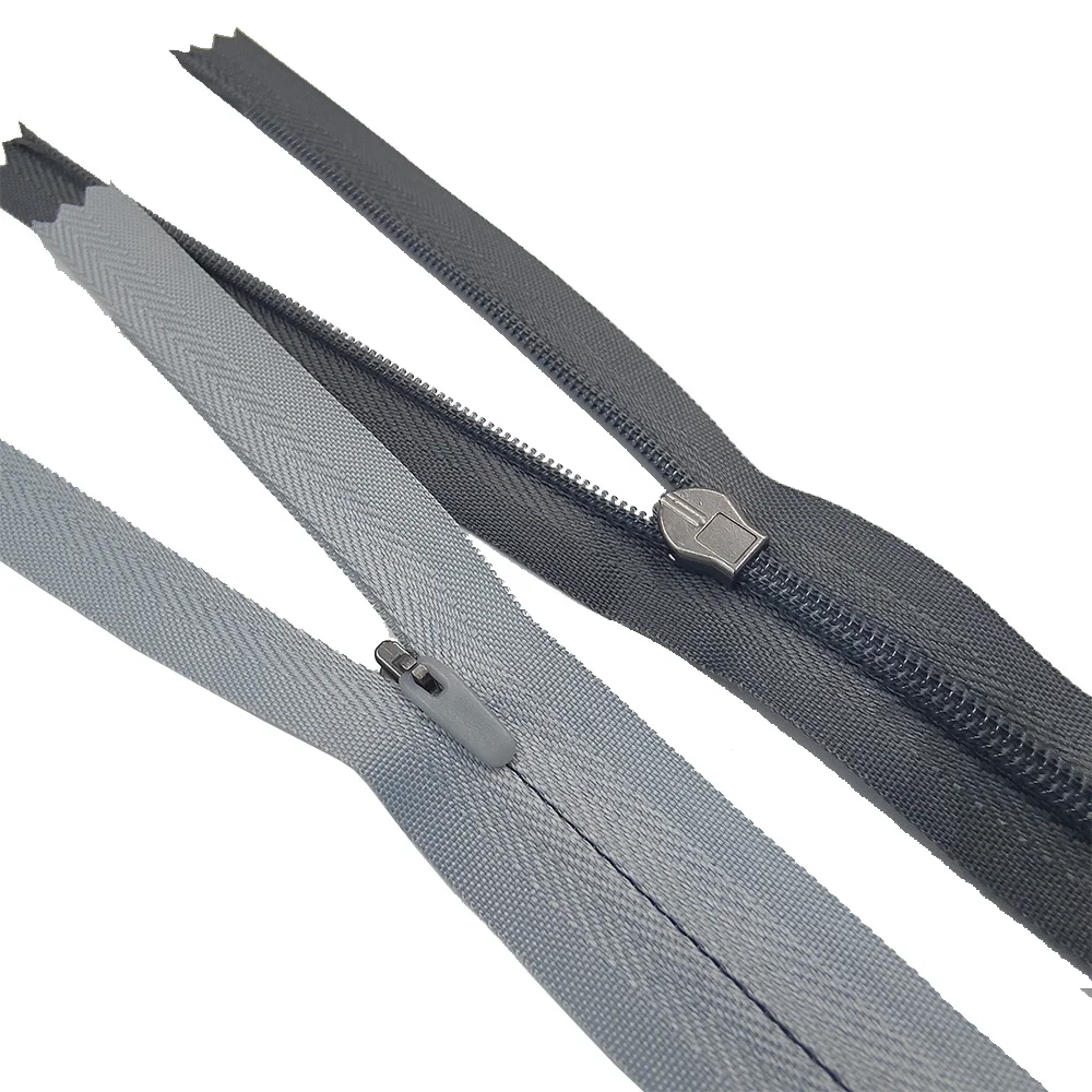 Customized 3# Non Lock Rubber Puller Fashion Invisible Nylon Pocket Zipper