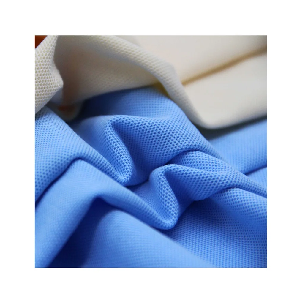 Polo Shirt Material High Quality Pique Fabric 220gsm Knitted Cotton Poly Fabric For Wholesale