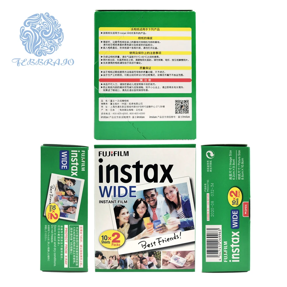  Оригинальная Fujifilm Instax мгновенная широкоформатная пленка двойной пакет белая бумага W300 w210