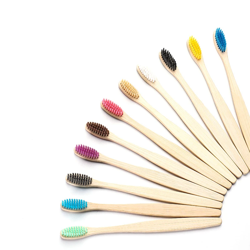 Biodegradable Natural Bamboo Charcoal Toothbrushes Eco Friendly Color Bristle Wood Tooth Brushes Soft Bristles Bamboo Toothbrush