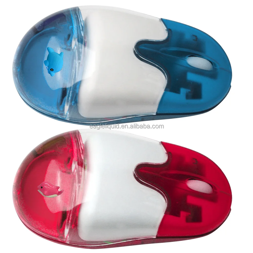Novelty Liquid Aqua Water Oil Computer Optical Wired or Wireless Liquid Mouse with Dolphin Floating