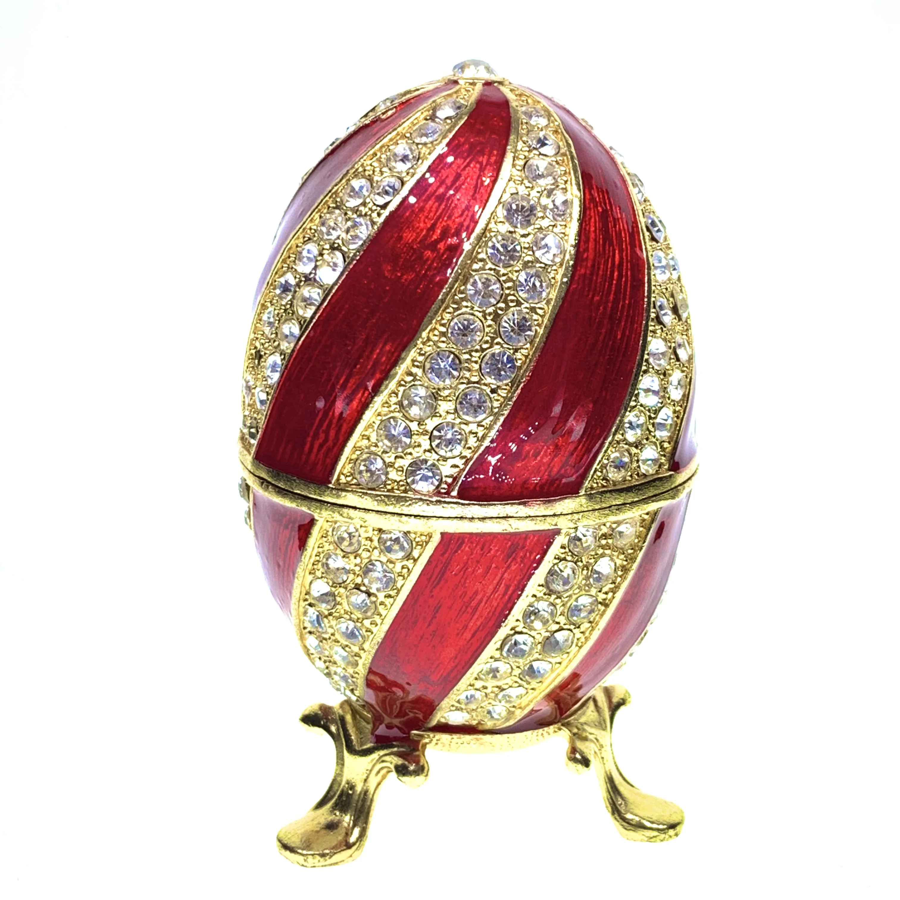 Elegant blue flower faberge egg metal trinket box enamel craft gift item decoration