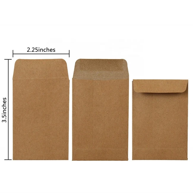 Kraft Paper Self-Adhesive Mini Parts Envelopes 2.25 x 3.5 inch Small Brown Kraft Coin Envelopes