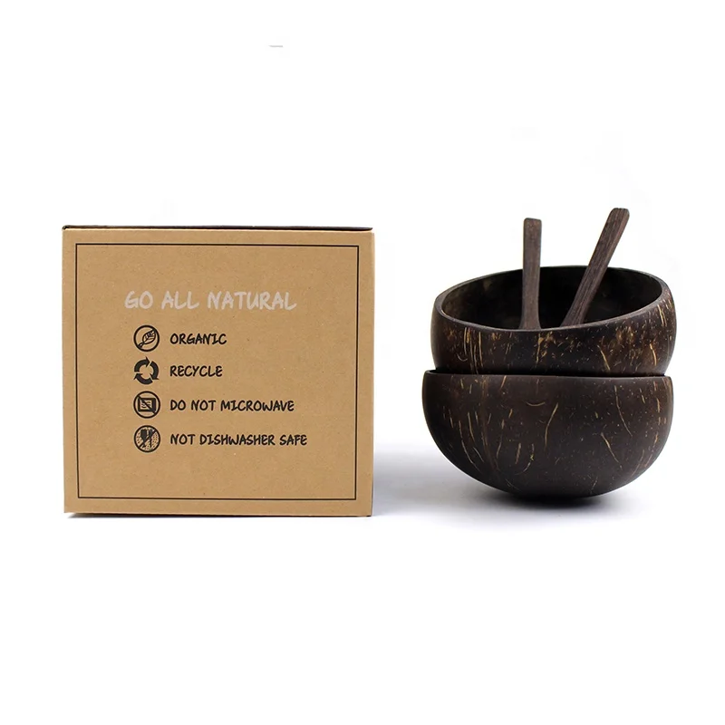 coconut bowl with flower pattern coconut bowls shell and wooden spoon sets customized box