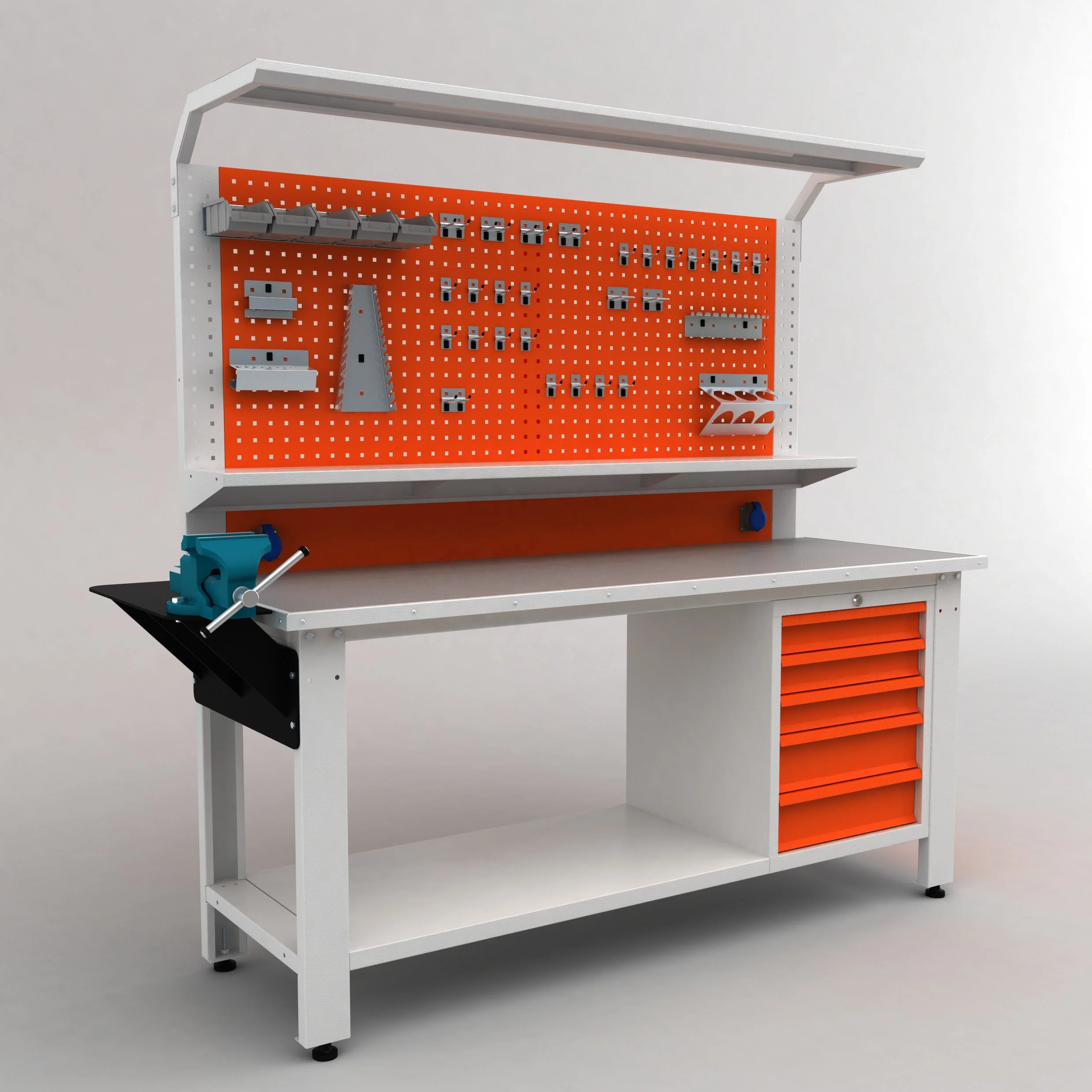 Heavy Duty Steel Workshop Table with Drawers Industrial Storage Modern Color Rugged Equipment