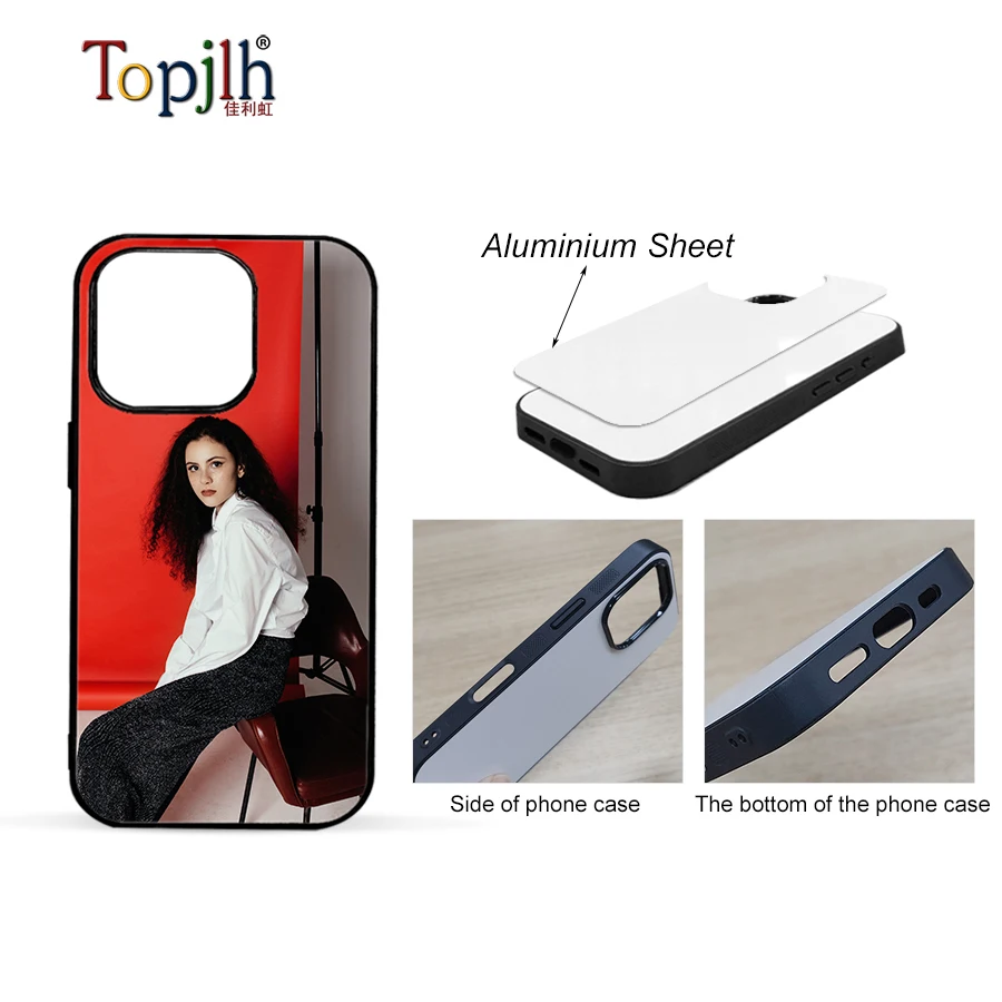Wholesale price sublimation blank 2D TPU Phone cases personalized design Aluminum sheet mobile covers for iPhone 14 15 16 series
