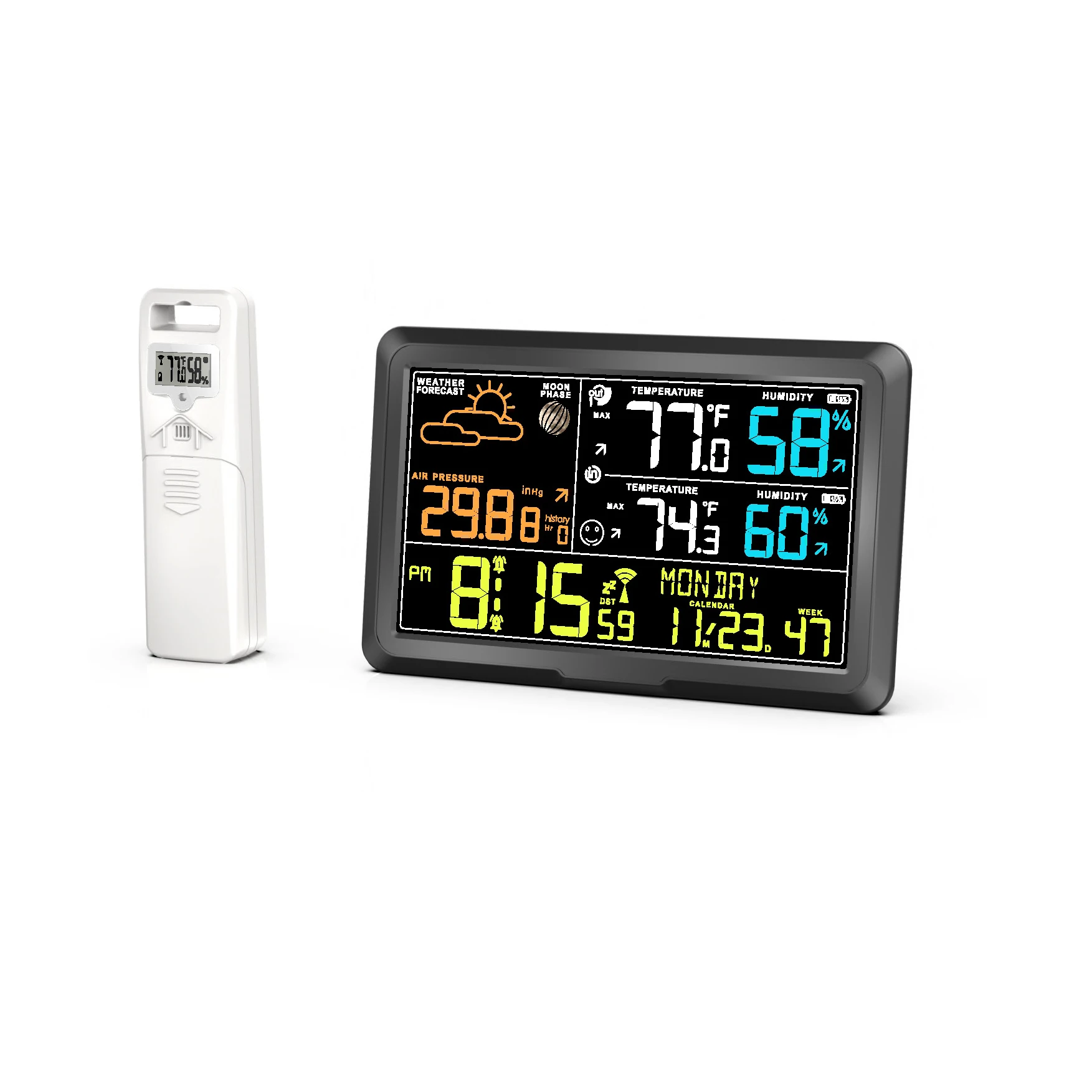 Digital Weather Station with Wireless Indoor/Outdoor Thermometer Temperature Humidity Monitor Wetterstation