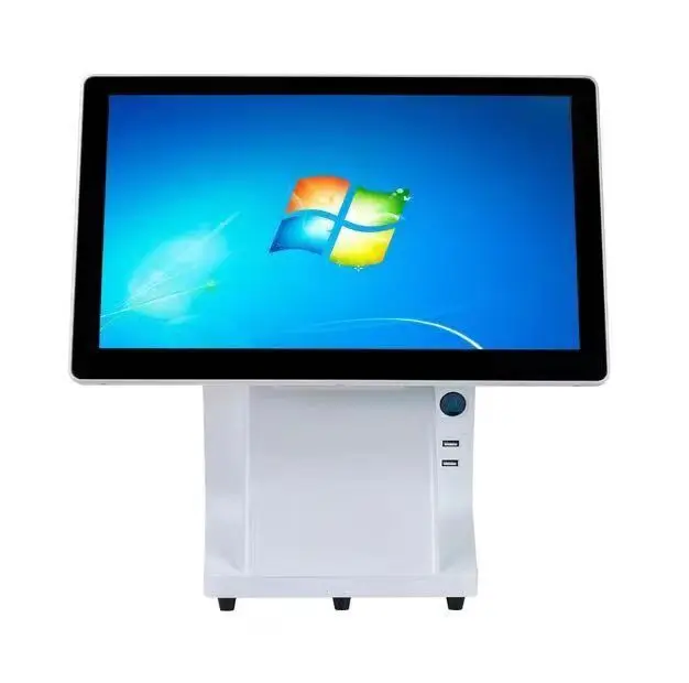 15 6 дюймов Windows All In One pos система двойной экран точки продажи кассовый аппарат с 80 мм Термопринтер