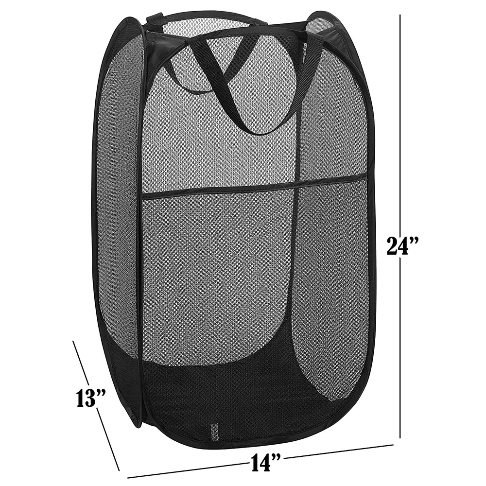 Foldable Pop Up Mesh Washing Laundry Basket Hamper Bag Bin Tidy Clothes Storage