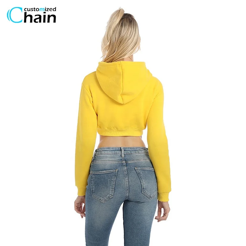 
High Quality Custom Logo Cotton Long Sleeve hooded Crop Top Women Hoodie For Gym streetwear customized logo 