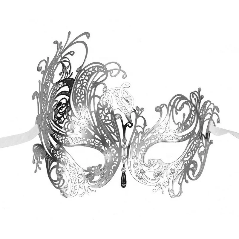 012B Black Purple Glitter Venetian Party Masks Black Metal Laser-cut Costume Shows Wedding Masquerade Mask