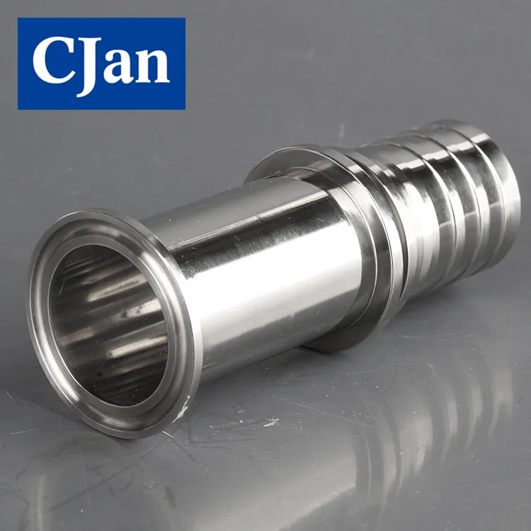 CJan Food/Sanitary Grade Stainless Steel Crimping Tri-clamp Hose Fittings With Neck Barbed Hose Tails Ferrule