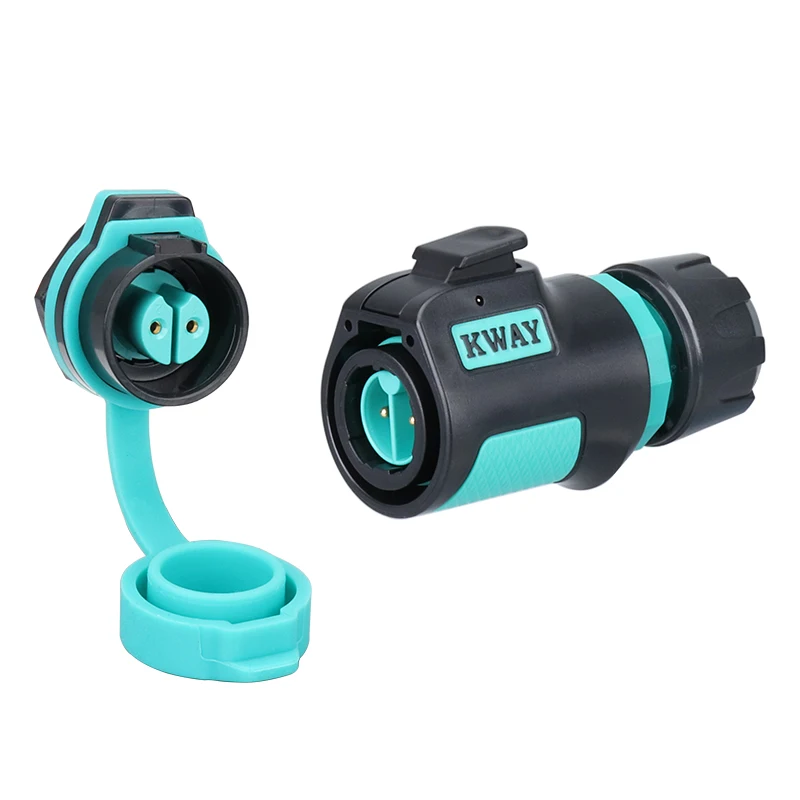 KWAY quick lock power connector male plug and female nut socket outdoor lighting LED signal M16 waterproof connector