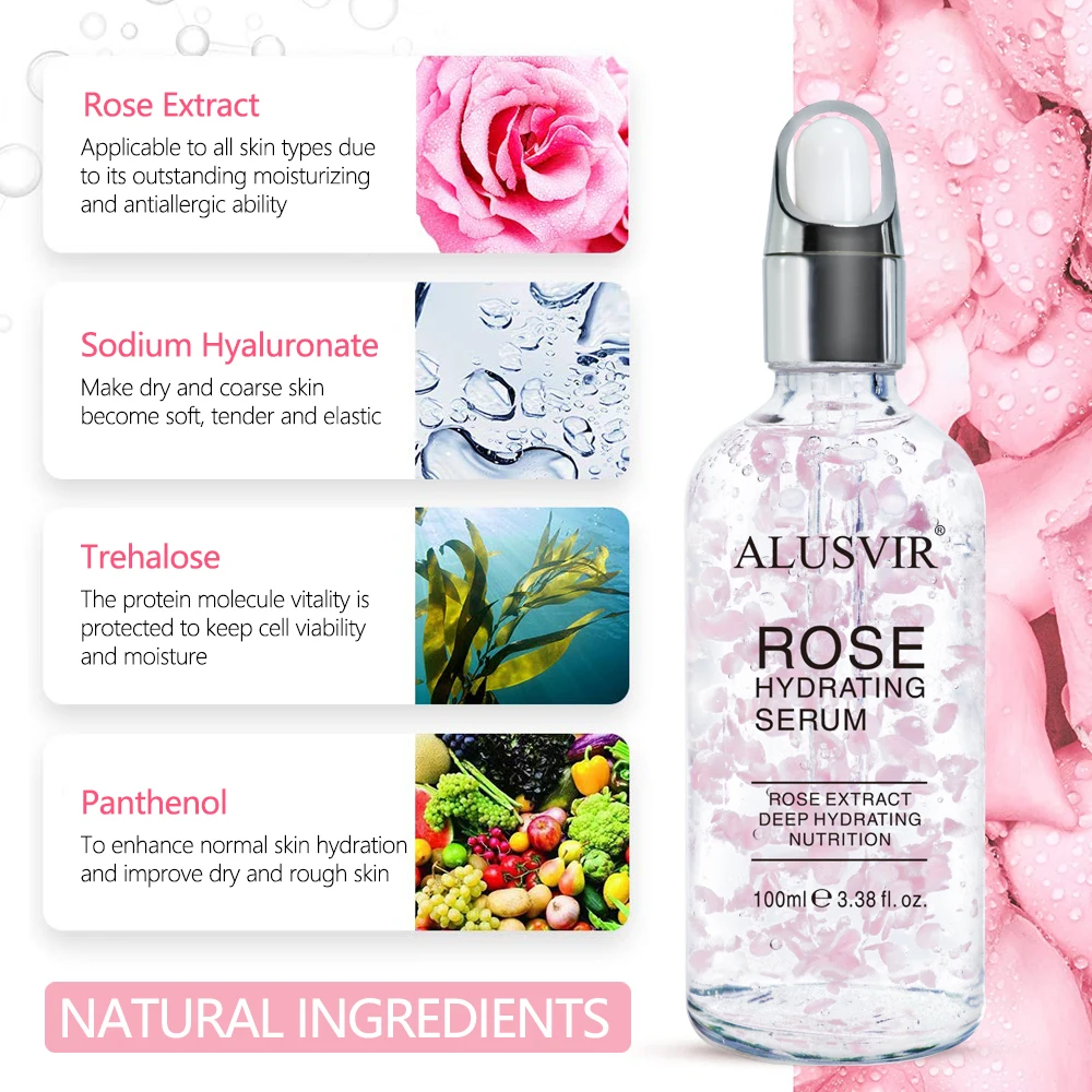 Private Label Face Serum Oem Organic Skin Care Vegan Whitening Anti Aging Repairing Rose Facial Serum Rose Petal Essence