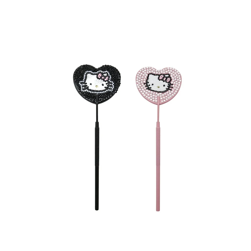 2024 top selling Hello Kitty Lash Mirror with diamonds lash supplies hello kitty hand mirror custom logo lash extensions mirror