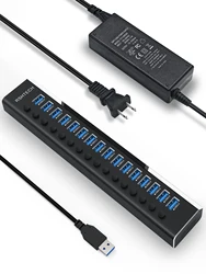 RSHTECH 16 в 1 USB 3,0 концентратор разветвитель 100 Вт адаптер питания отдельные переключатели 16 портов USB концентратор для ПК компьютерные аксессуары