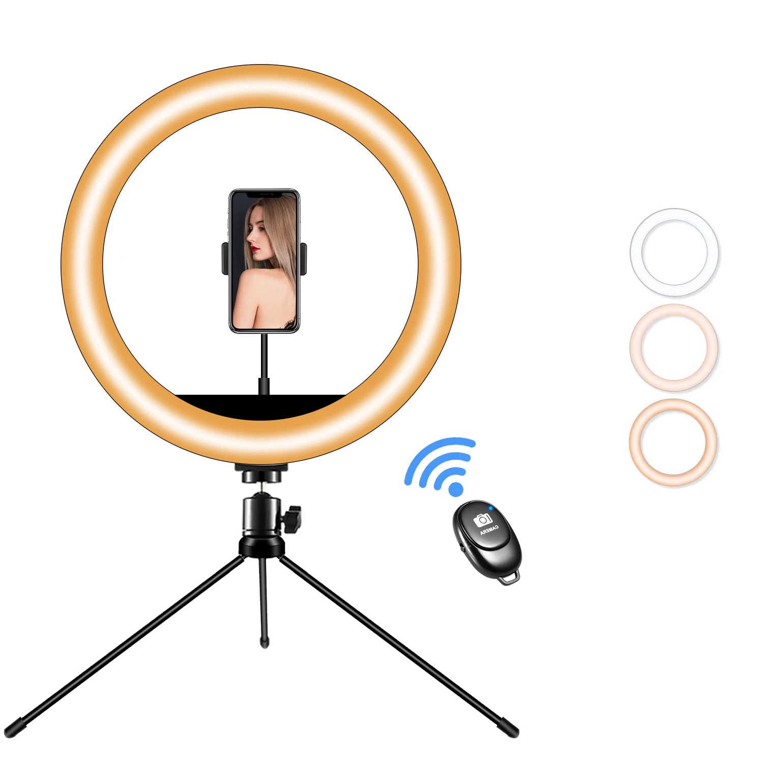 
Portable 10' Dimmable Photographic Lighting Desktop Selfie Ring Light Ring Lamp With Tripod Stand Cell Phone Holder 