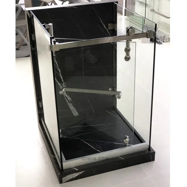 New glass to glass 90 degree box move shower sliding roller door kit  hotel shower enclosure modern shower room