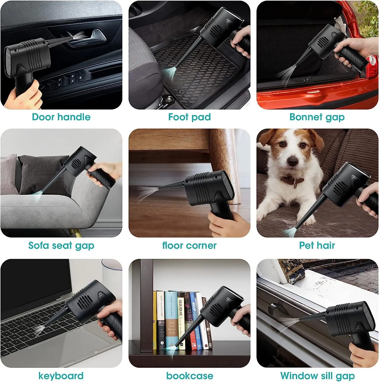 Wireless Air Duster USB Dust Blower Handheld Dust Collector Large Capacity Portable for PC Laptop Car Clean Keyboard