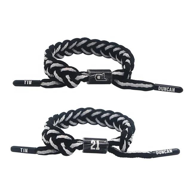 Custom made woven men braided shoe lace bracelets