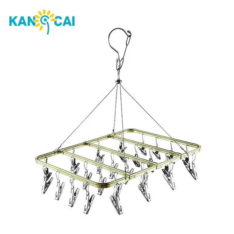 
Square metal sock hangers dryer with 28 clips 