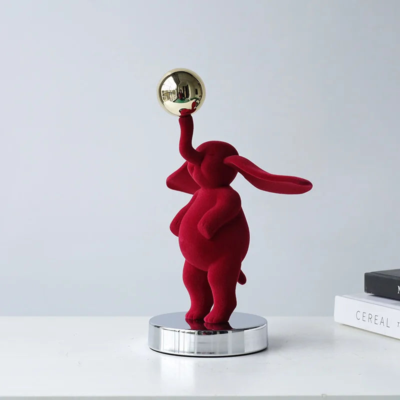 Modern minimalist resin fireplace flying elephant game ball cartoon sculpture desktop decoration holiday gift