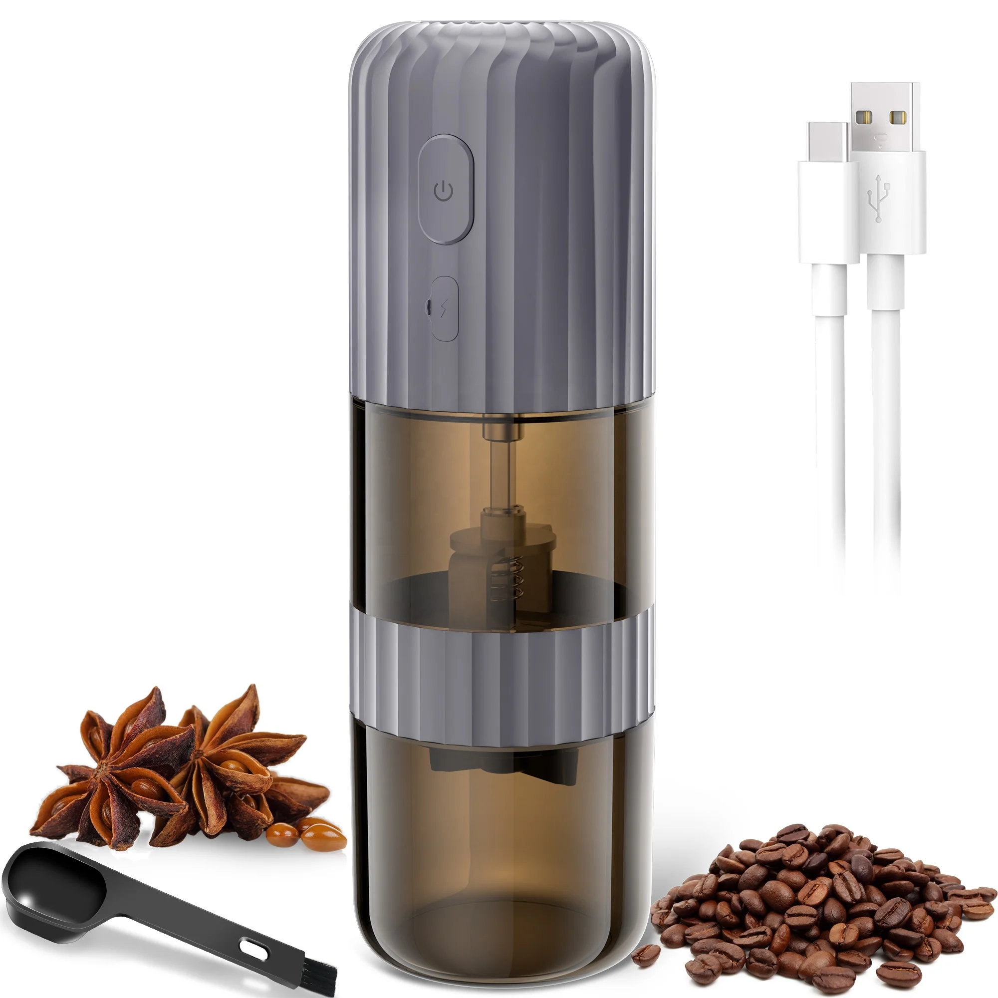 Manufacturer Direct Portable Coffee Grinder Burr with Conical Ceramic Burr and USB electric charge, OEM Available