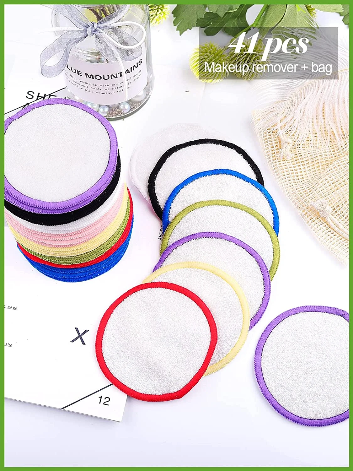 Индивидуальный размер/цвет/логотип, моющаяся ткань, косметическая хлопчатобумажная подушечка, многоразовая Подушечка для снятия макияжа