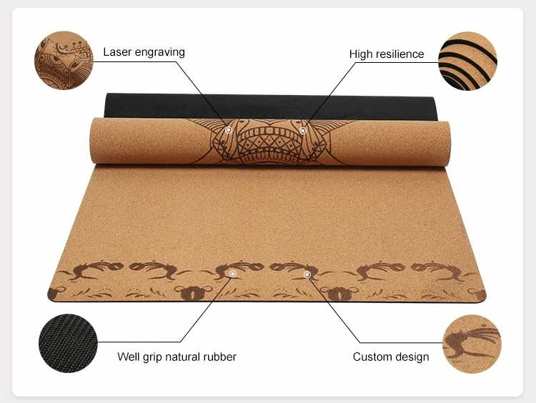 Thick Cork Yoga Mat Dropshipping TPE 6mm Yoga Mat Eco Friendly Non-Slip Soft Yoga Ma