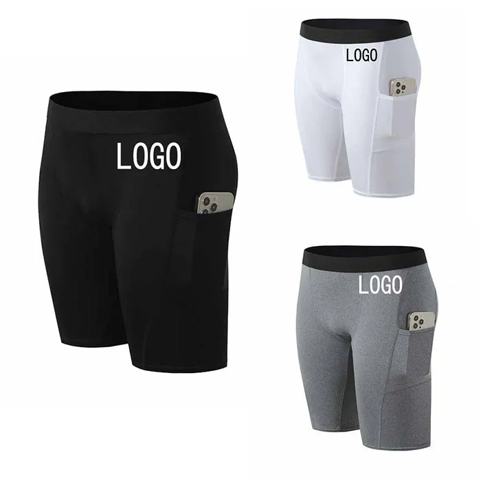 Mens Compression Shorts Gym Running Short Tights Breathable Fitness Workout Shorts with Phone Pockets shorts for men fitness