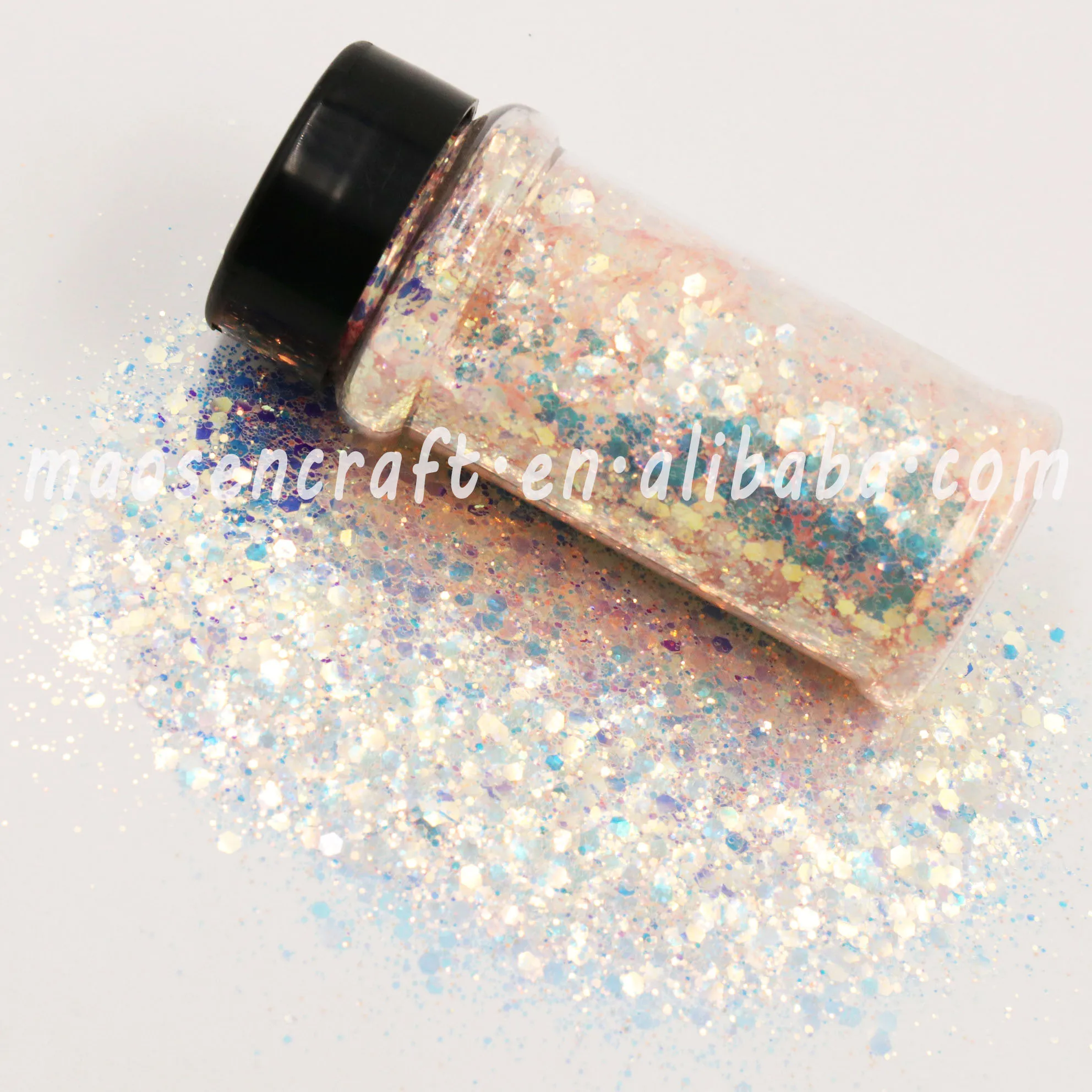 Wholesale Bulk Chunky Mixed Polyester PET Peach Color Peach Opal Glitter For Craft Resin Epoxy