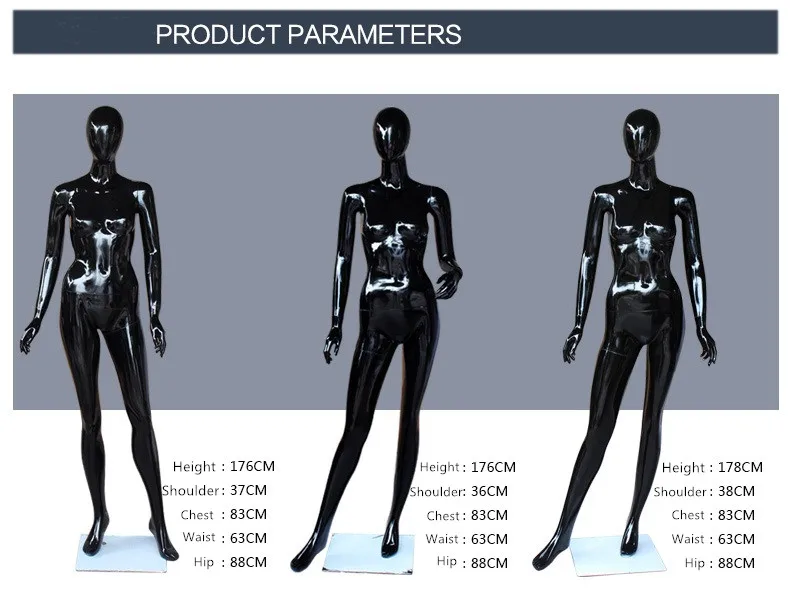 Fashion design full body mannequins female torso window display props black mannequin full body/