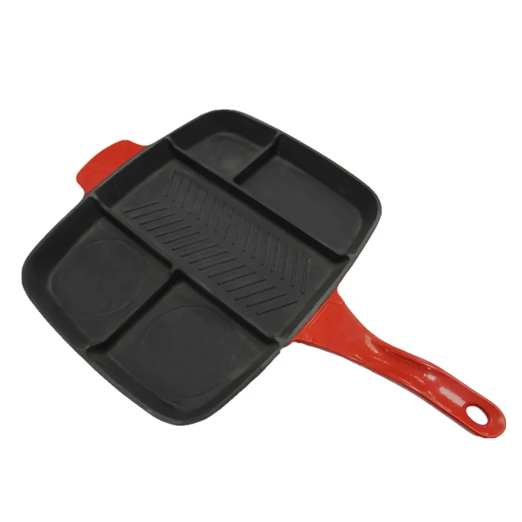 China wholesale rectangular shape big size enamel cast iron skillet multifunction cooking pan